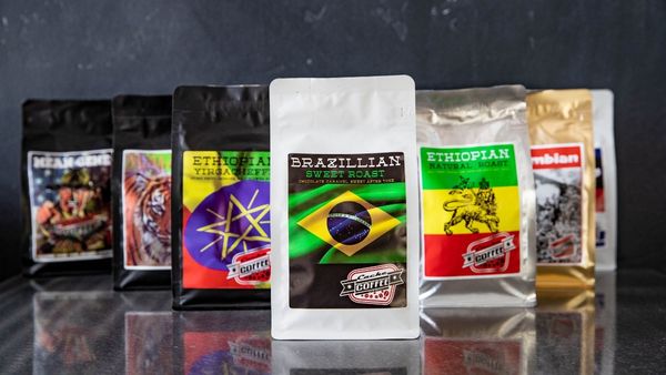 brazilian coffee bag stack